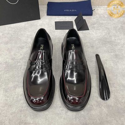 Giày lười Loafer Prada siêu cấp màu đỏ đen PR002