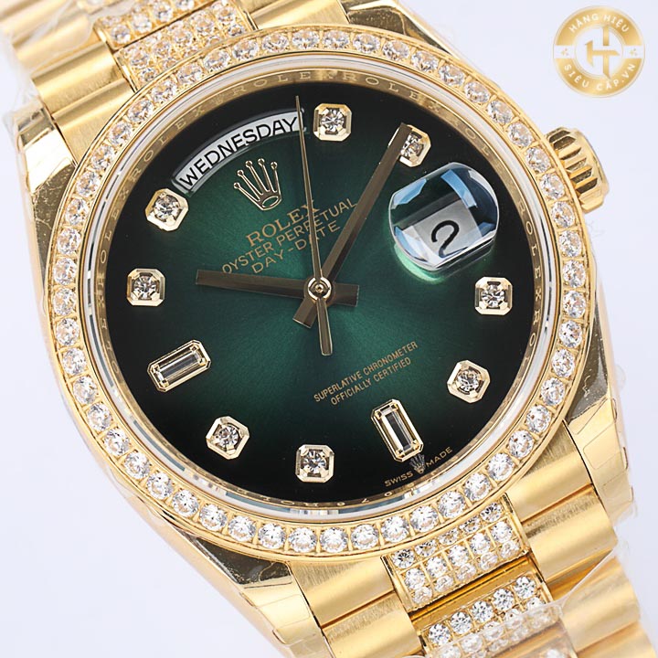 Đồng hồ Rolex Rep 1:1 Day Date 128238-0069 Gold Green 2024
