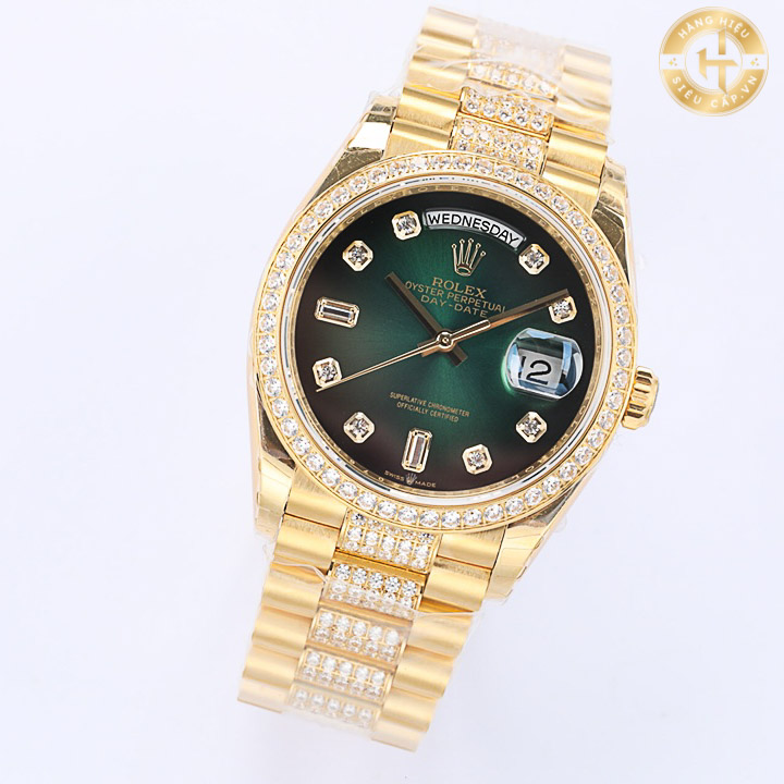 Đồng hồ Rolex Rep 1:1 Day Date 128238-0069 Gold Green 2024