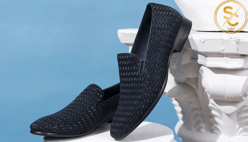 Giày lười nam Versace Black ‘La Greca’ Silk