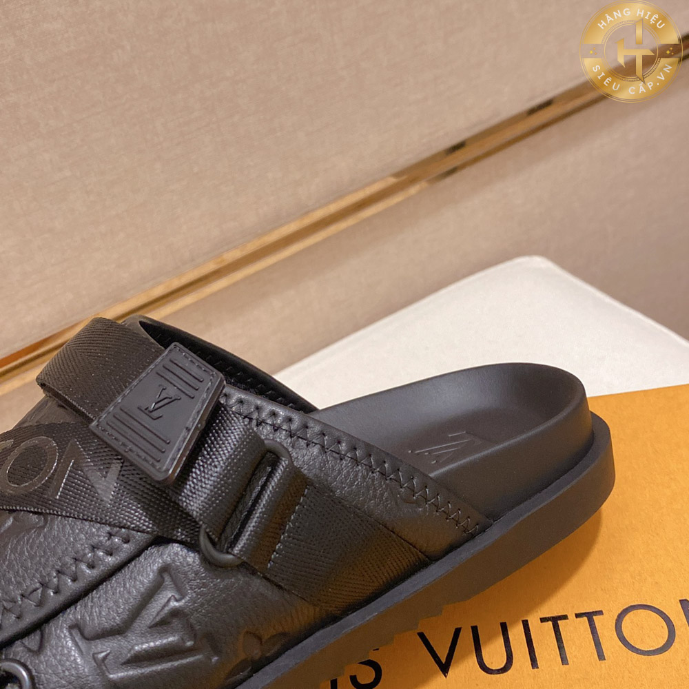Dép Louis Vuitton Hàng Hiệu Like Auth màu đen quai ngang LV 0024 2024