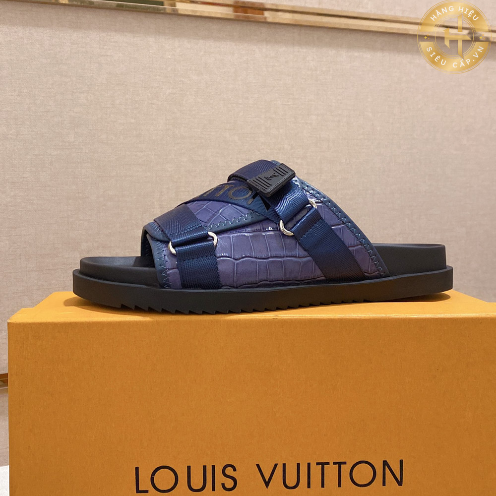 Dép Louis Vuitton Hàng Hiệu Super Fake quai ngang màu xanh đen LV 0029 2024