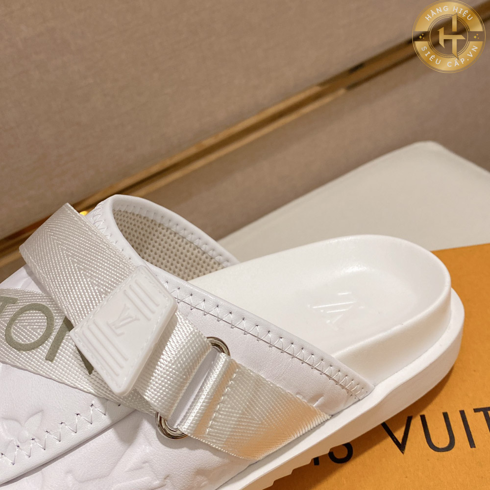 Dép Louis Vuitton Siêu Cấp Super Fake màu trắng quai ngang Hàng Hiệu LV 0031 2024