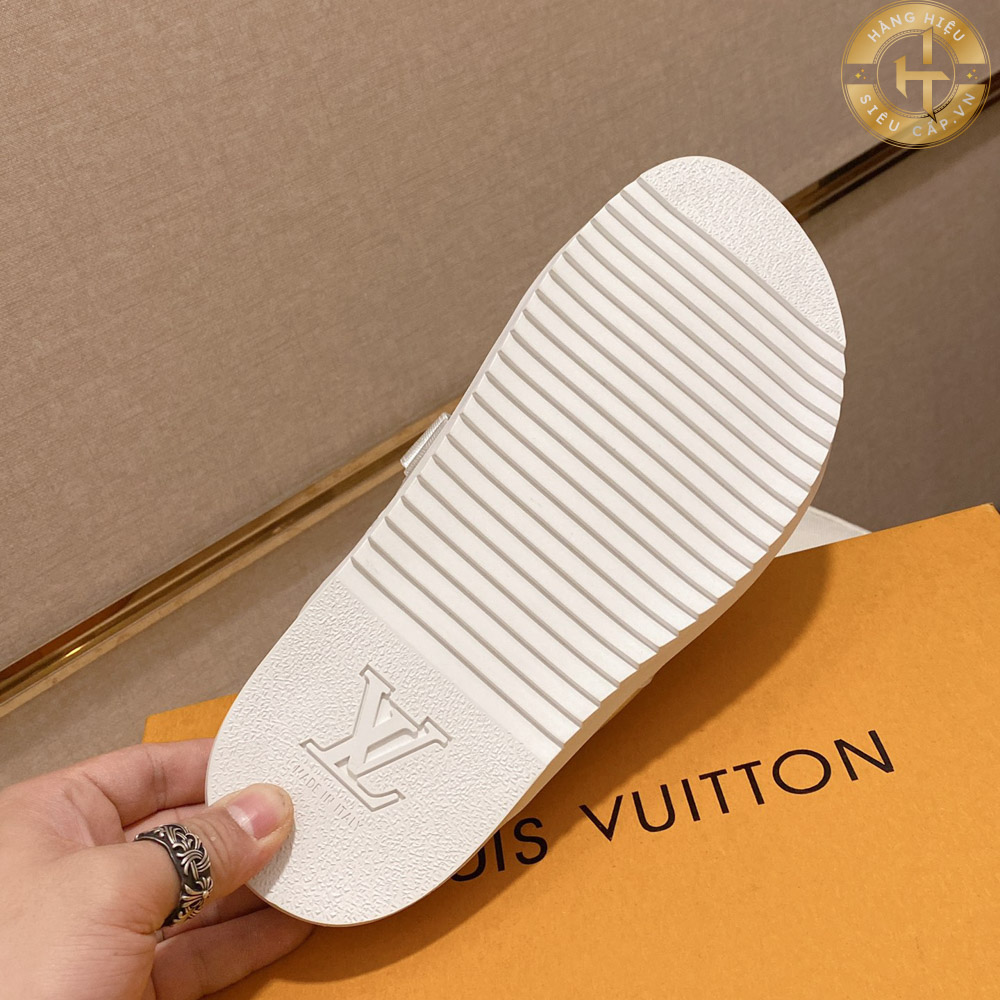 Dép Louis Vuitton Siêu Cấp Super Fake màu trắng quai ngang Hàng Hiệu LV 0031 2024