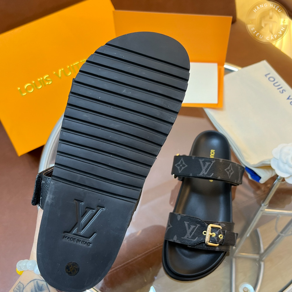 Dép Louis Vuitton Super Fake màu đen Sandal Hàng Hiệu LV 0023 2024