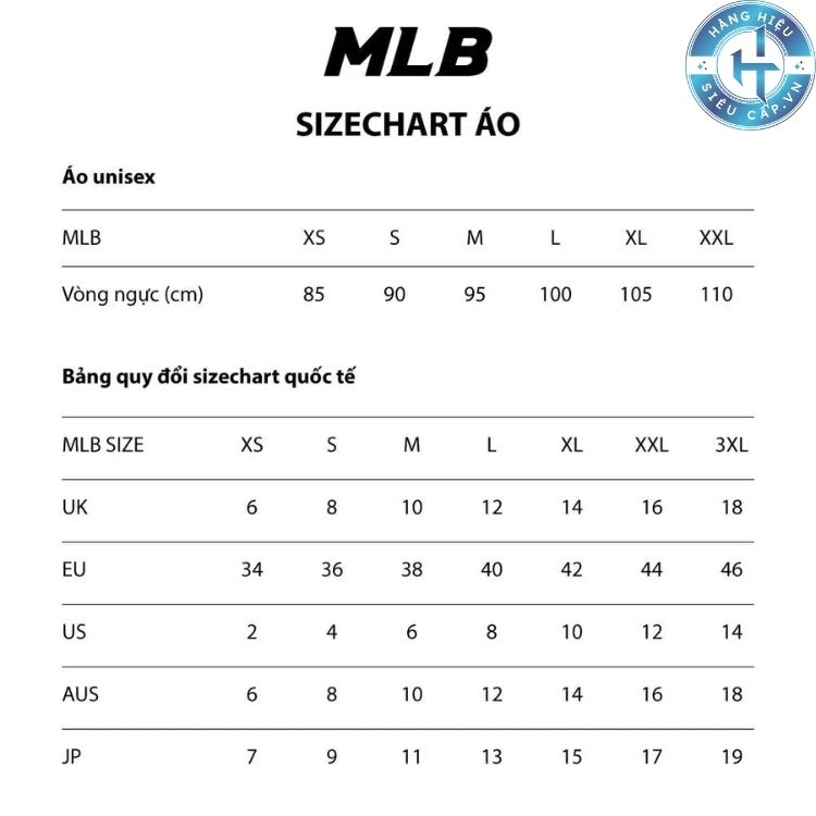 size áo mlb