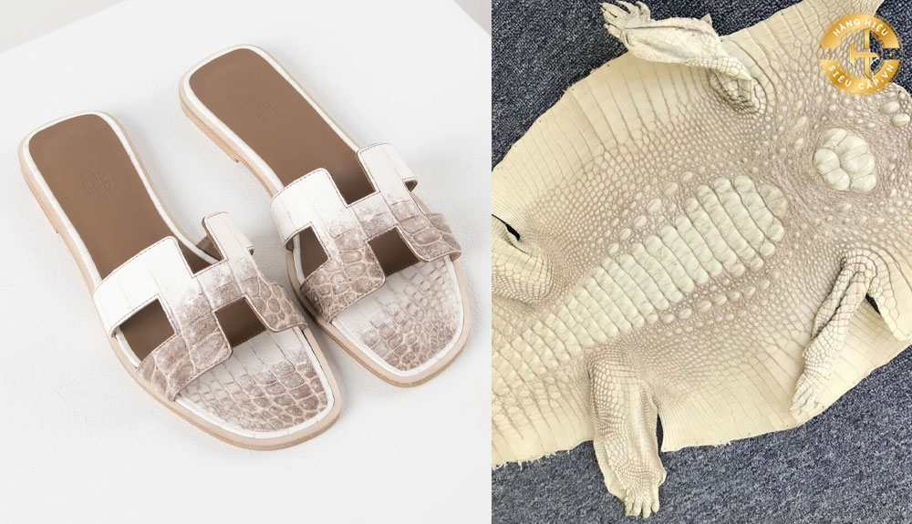 Những đôi dép Hermes này được làm từ loại da cá sấu bạch tạng nổi bật với độ bền bỉ được đánh giá cao