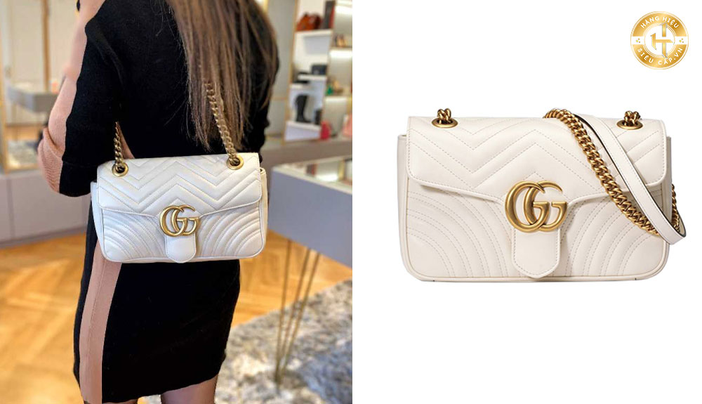 Túi Gucci màu trắng Marmont Matelassé White Shoulder