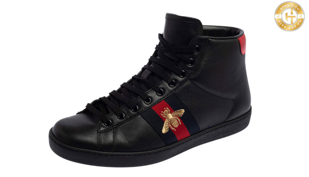 Giày Gucci Ace Embroidered High-Top Sneakers Black