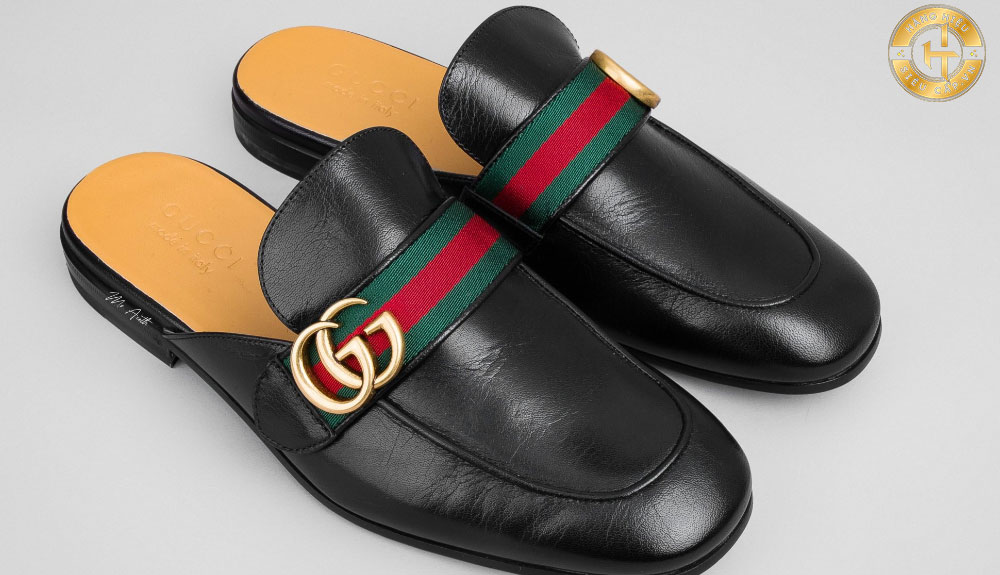 Giày Gucci Princetown Leather Slip-Ons nam màu đen