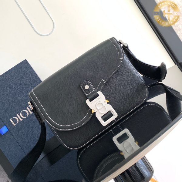 Túi đeo chéo Dior Oblique màu đen cận chính hãng CD 204