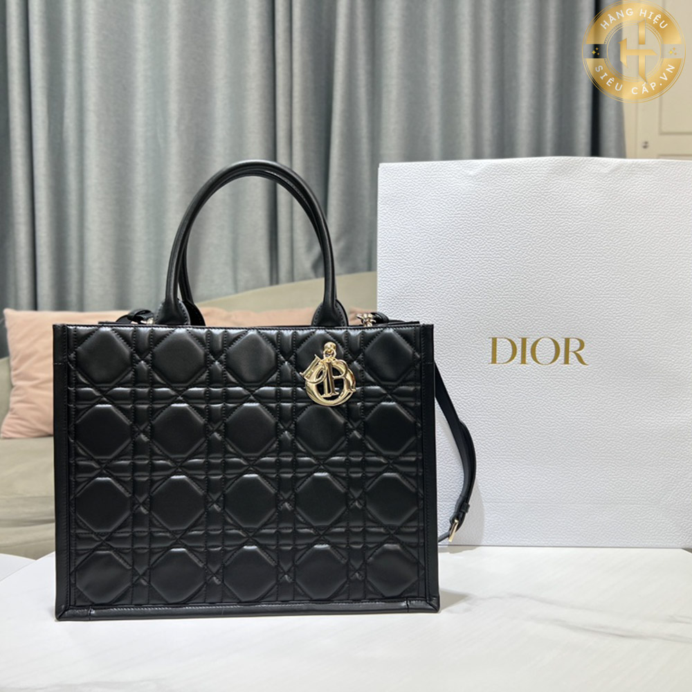 Túi Dior Bag Book Tote nữ màu đen cận chính hãng D1002 2024