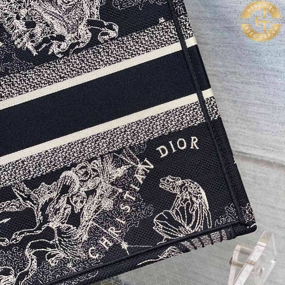 Túi xách Christian Dior Book Tote nữ màu đen hoạ tiết siêu cấp F1 CD002 2024