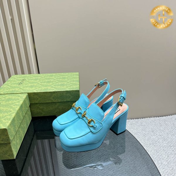 Giày Gucci nữ Rep 1:1 màu xanh lam cao gót Hàng Hiệu GG 1003 2024