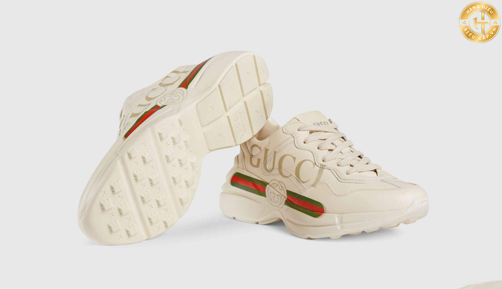 Giày Gucci nữ Rhyton Logo Leather Sneaker