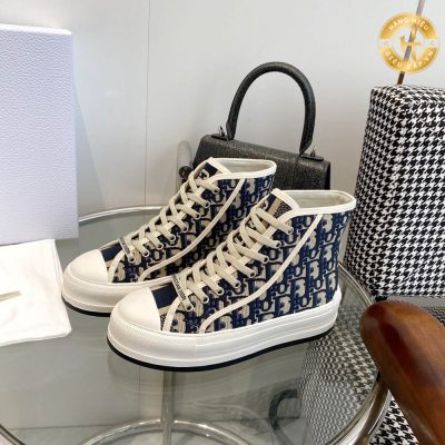 Giày Sneaker Dior nữ cận chính hãng cổ cao họa tiết Hàng Hiệu CD 01