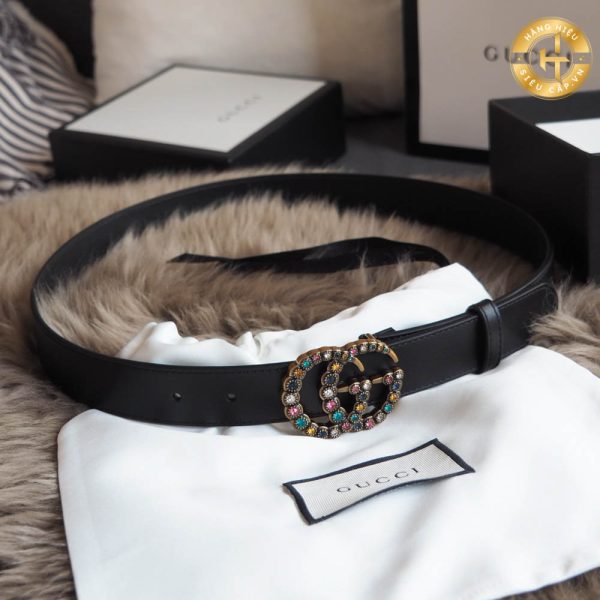 Nịt Gucci nữ cận chính hãng mặt vàng đính đá 7 màu GS01 2024