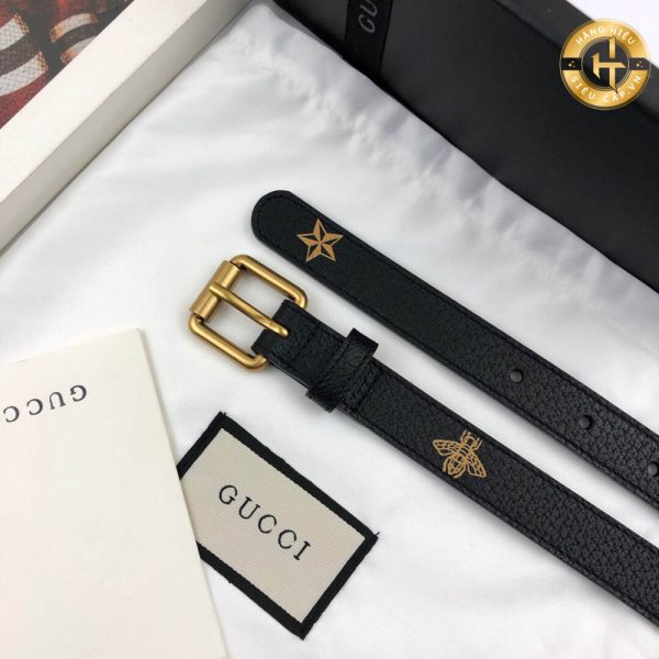 Thắt lưng Gucci nữ bản nhỏ màu dây đen mặt vàng Hàng Hiệu GG20 2024