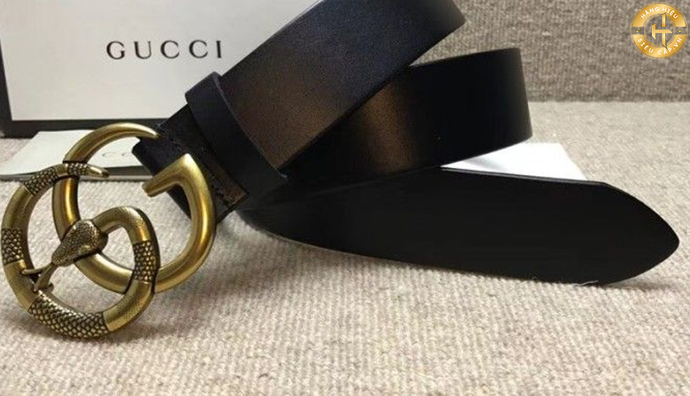 Thắt lưng Gucci nữ Leather Belt with Double G Buckle with Snake