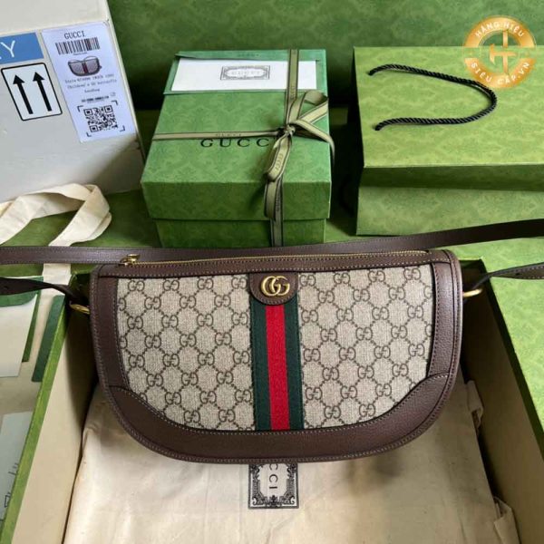 Túi Gucci đeo chéo Rep 1:1 họa tiết kẻ sọc Logo vàng GC030 2024