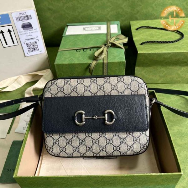 Túi đeo chéo Gucci Like Auth 1:1 màu đen họa tiết Caro GG203 2024