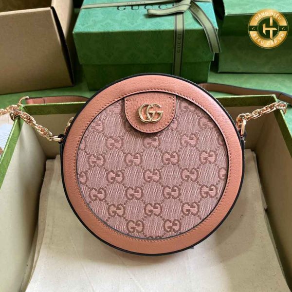 Túi Gucci nữ Rep 1:1 đeo chéo màu hồng họa tiết GC322 2024