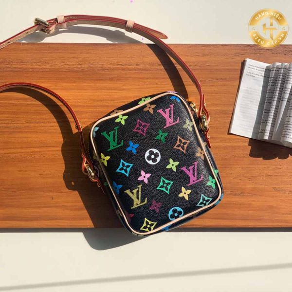 Túi Louis Vuitton Rep 1:1 đen họa tiết 7 màu đeo chéo LV0221 2024