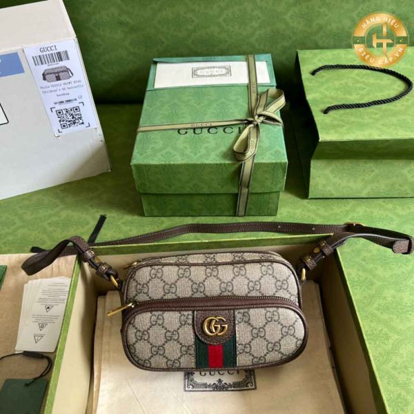 Túi xách đeo chéo Gucci hàng hiệu Like Auth kẻ sọc GG200 2024