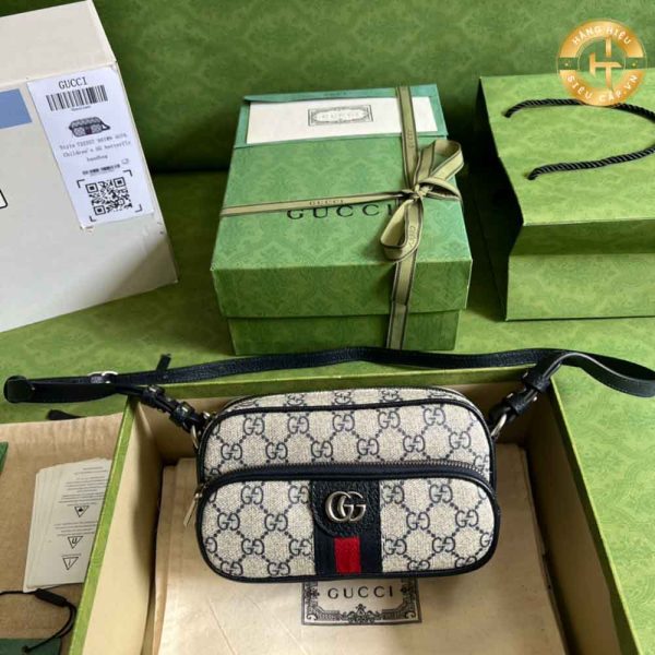 Túi xách đeo chéo Gucci hàng hiệu Like Auth kẻ sọc GG201 2024