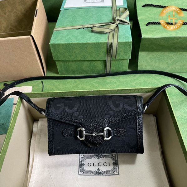 Túi xách Gucci hàng hiệu đeo chéo Rep 1:1 màu đen GG C013 2024