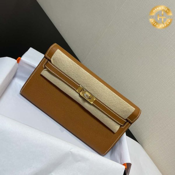 Túi xách nữ Hermes siêu cấp 1:1 màu nâu khóa vàng HMK 3168 2024