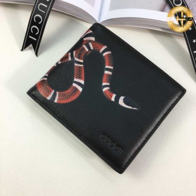 Ví Gucci hàng hiệu siêu cấp 1:1 màu đen họa tiết rắn GG 203 2025